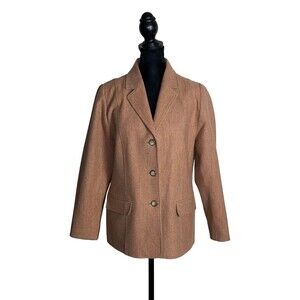 Pendleton Women’s Tan Brown Virgin Wool Lambswool Button Up Blazer Jacket 10